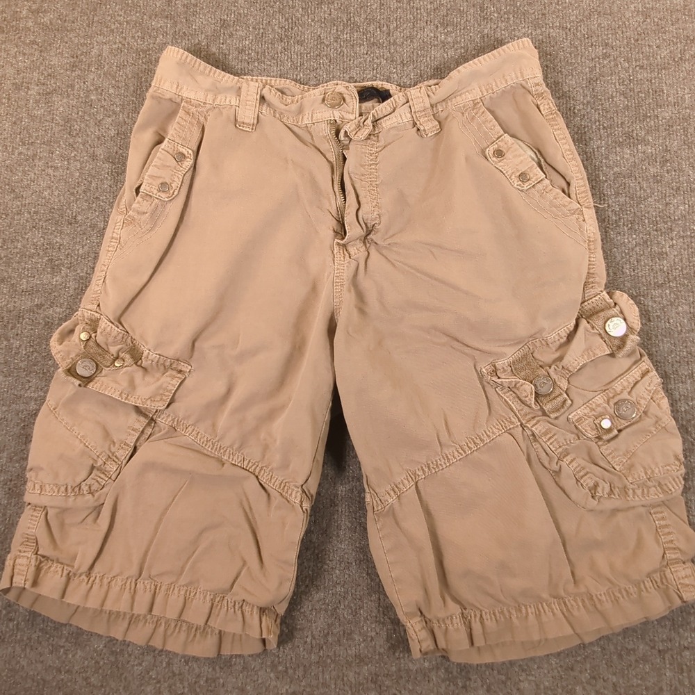 Across the Pond Mens Khaki Cargo Shorts Cotton Utility Signature Line 32 #2743